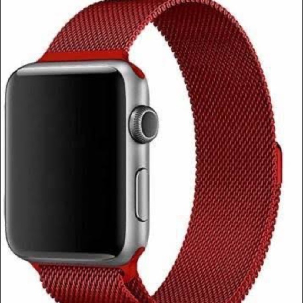 Red and Silver Milanese Loop Watch Band
